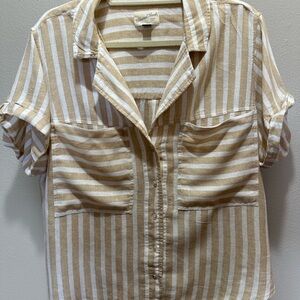 Universal Thread Tan and White Striped Top
